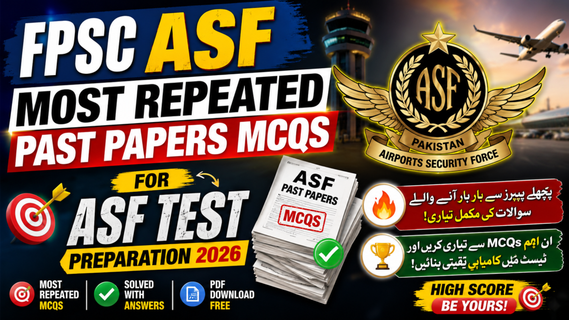 FPSC ASF Past Papers MCQs for ASF Test Preparation 2026 - ILM KEY